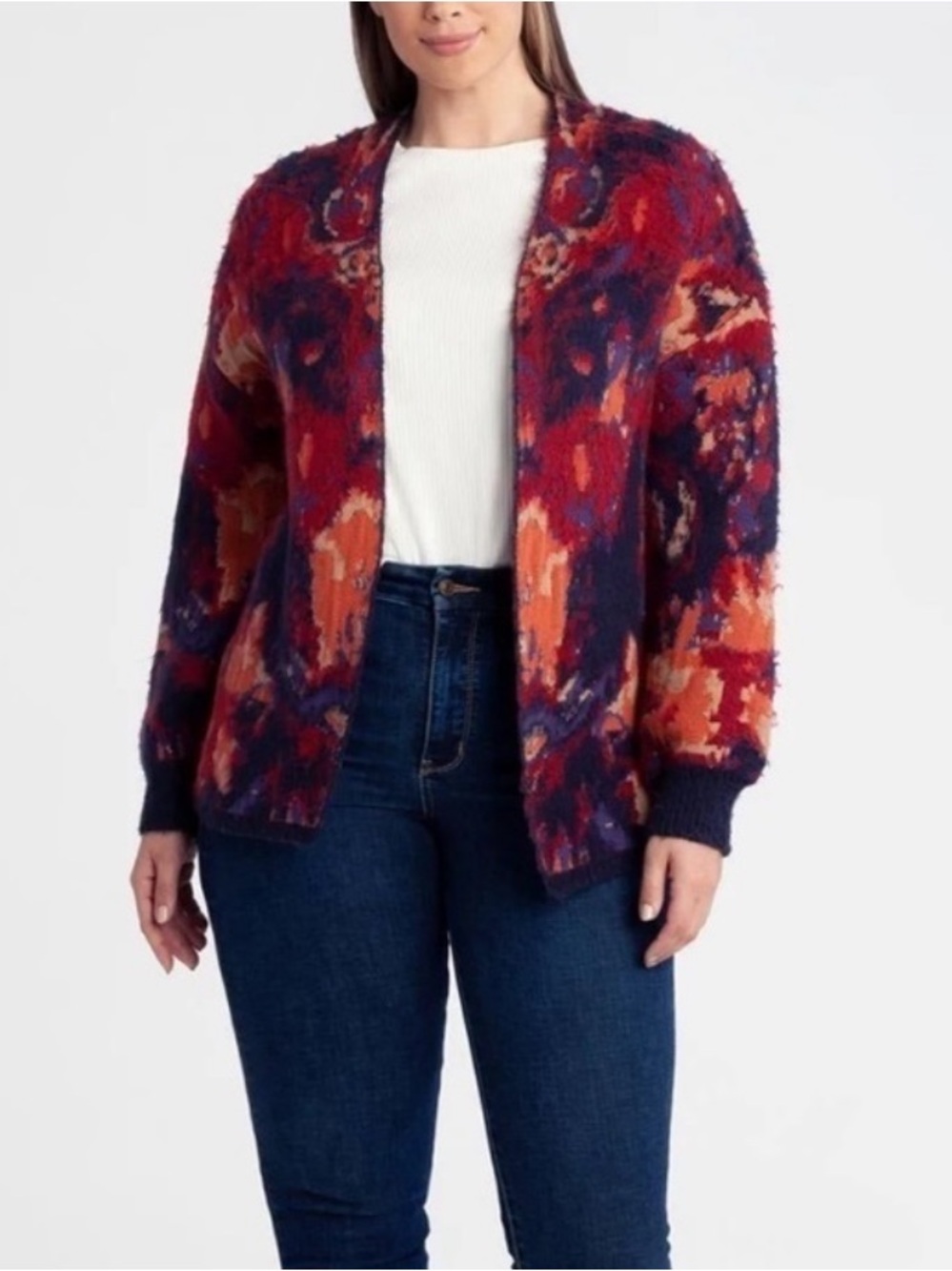Adyson Parker Women's Multi-Pattern Floral Open Front Jacquard Cardigan Sweater
